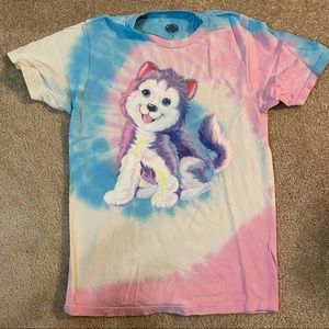 lisa frank tie dye husky t shirt